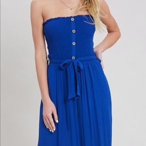 NWT! Smocked Strapless Jumpsuit Medium
